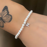 Bracciale perline iniziali silver