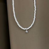 Collana perline iniziali silver