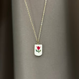 Collana fiore rosso