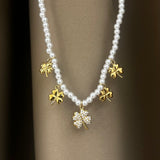 Collana perle quadrifoglio